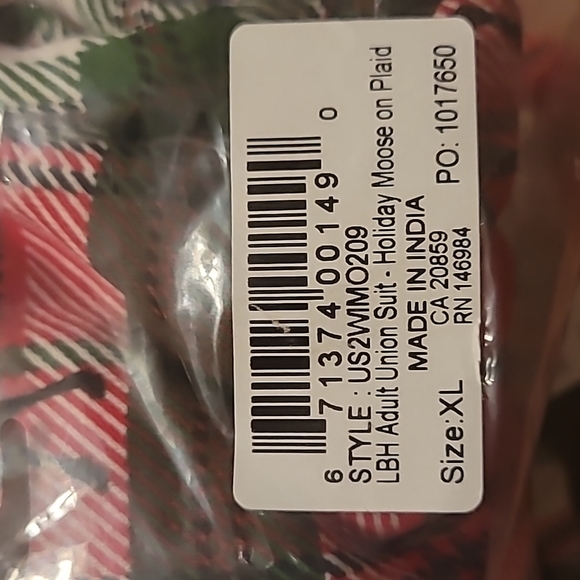 🎄🎄HOLIDAY MOOSE ON PLAID ADULT UNION SUIT🎄🎄 - Picture 11 of 12